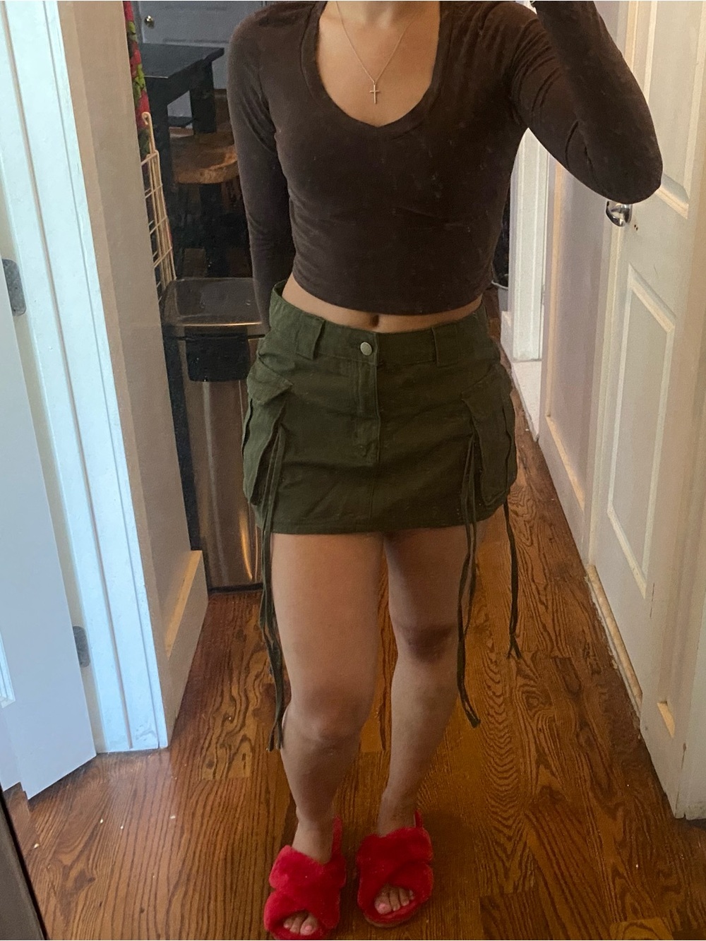 Fashion Nova NWT Olive Green Utility Cargo Mini Skirt Sz S